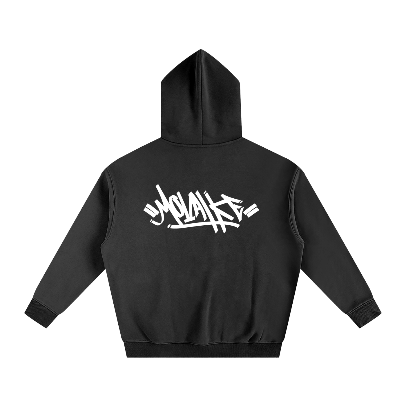 Graffiti Fleeced Hoodie - Black